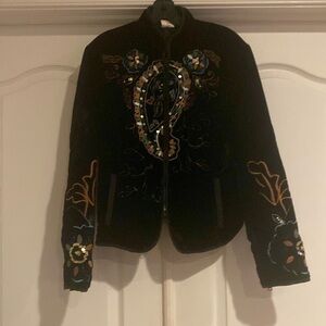 Vtg Harve Benard Velvet Embroidered Boho Jacket 6